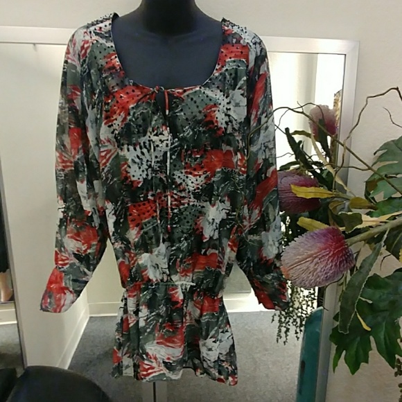 BCBG Maxazaria Printed Sheer Tunic - Picture 2 of 8